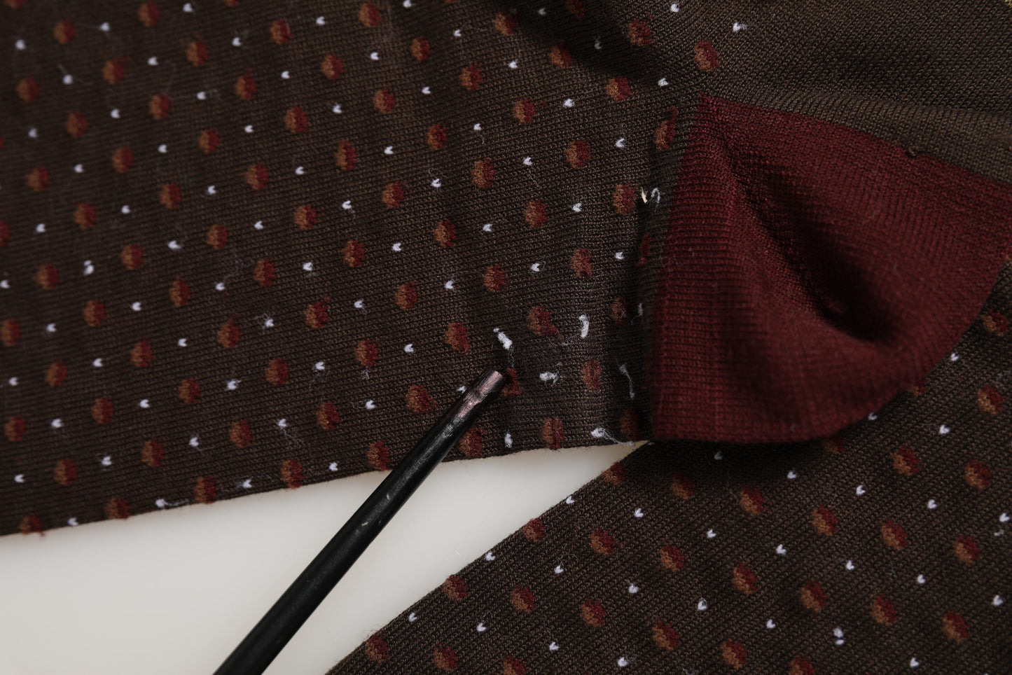 Maroon Dotted Wool Over The Calf Accessory Socks