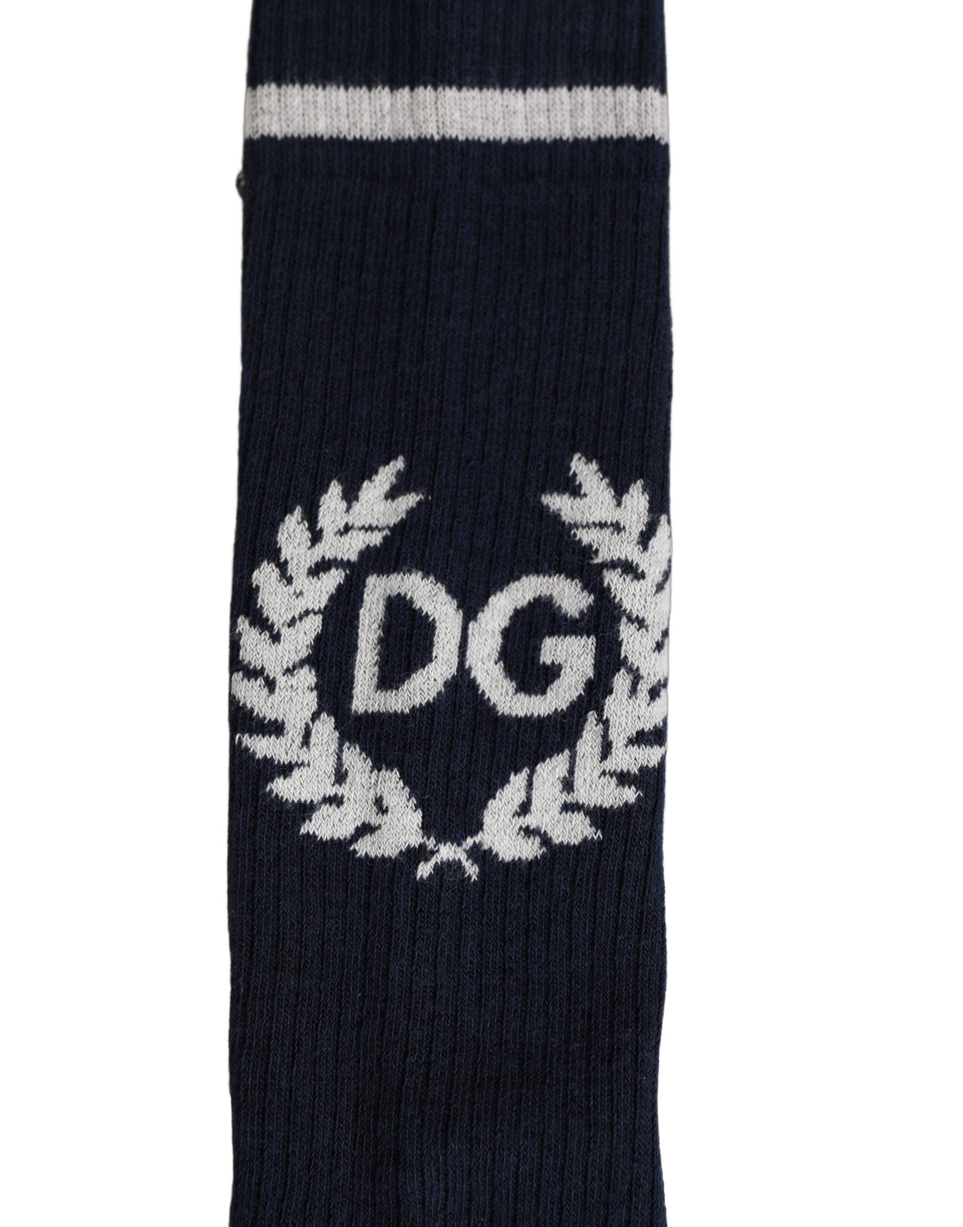 Men Navy Blue DG Logo Mid Calf Accessory Socks