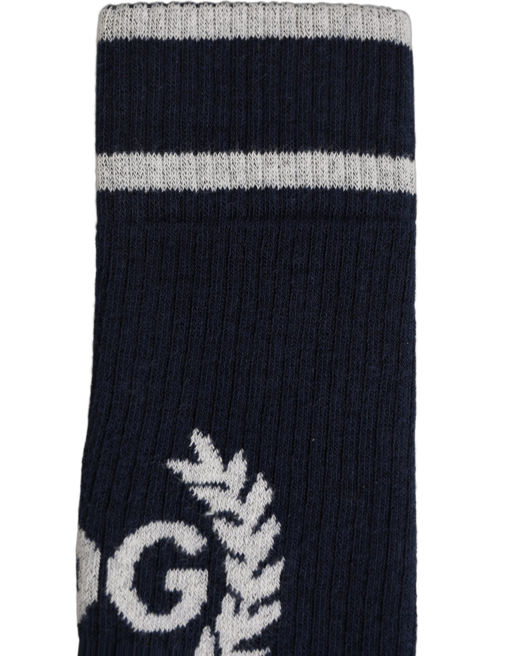 Men Navy Blue DG Logo Mid Calf Accessory Socks
