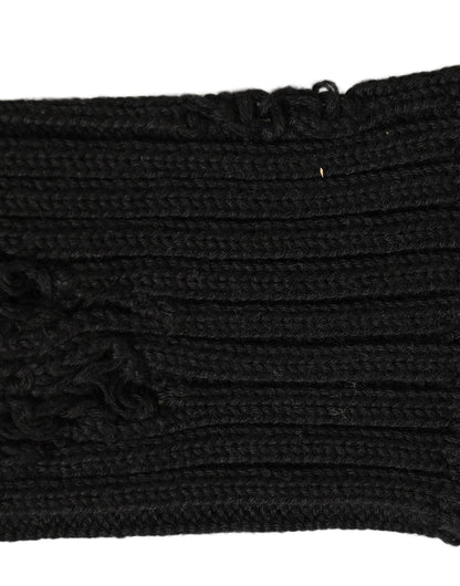 Black Cotton Distressed Mid Calf Accessory Socks