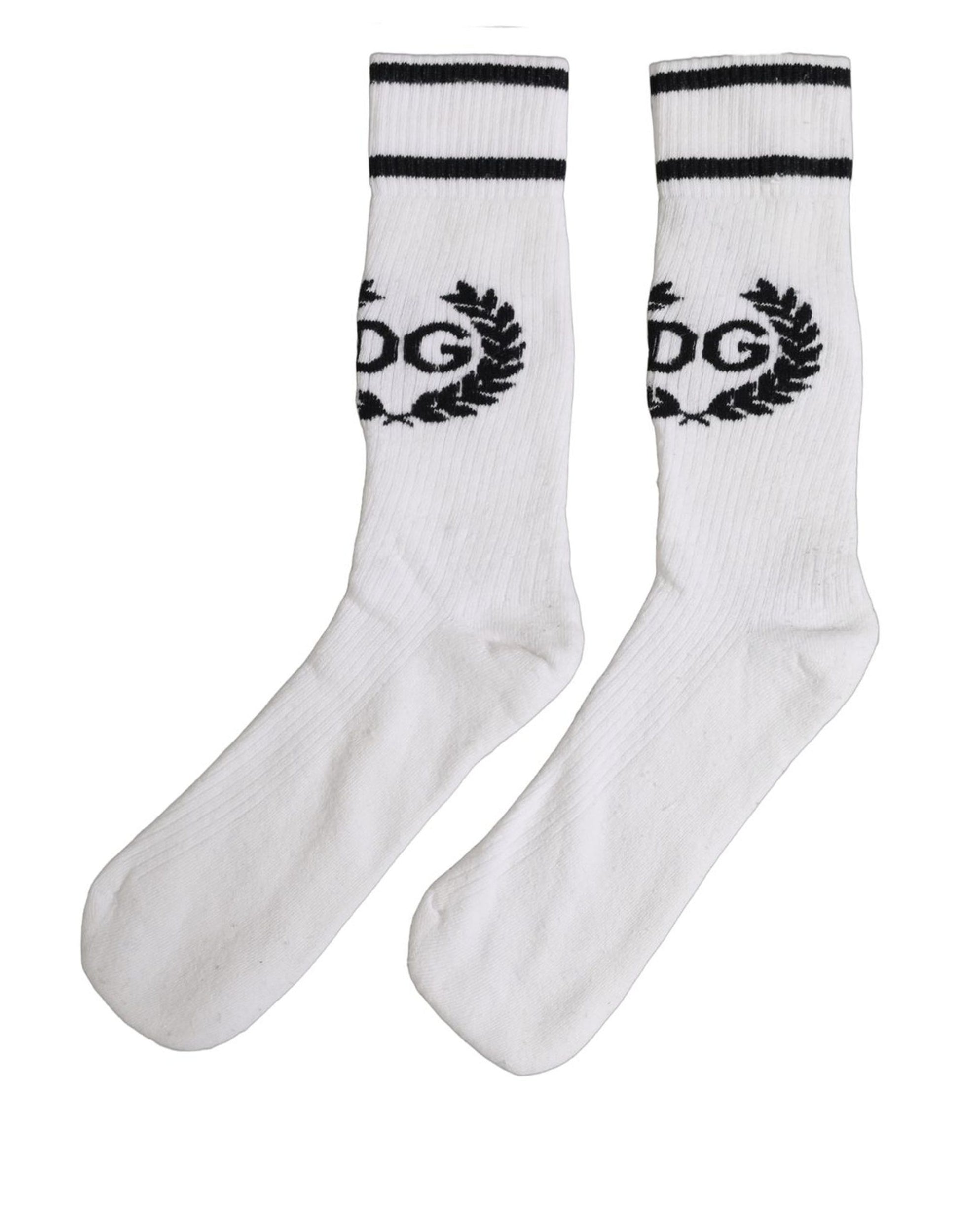 White Cotton DG Logo Mid Calf Accessory Socks