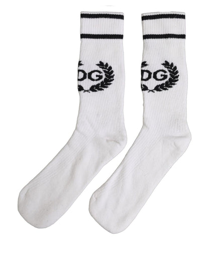 White Cotton DG Logo Mid Calf Accessory Socks