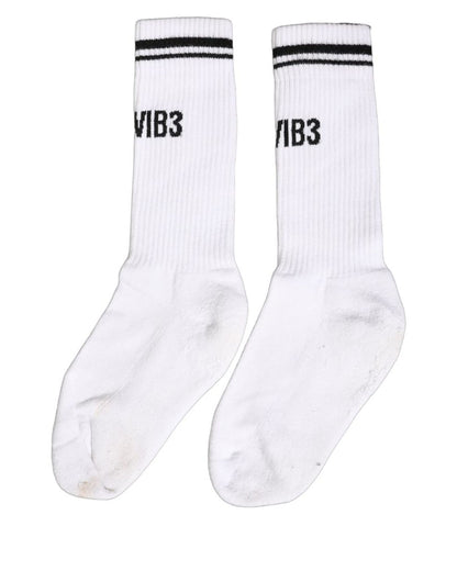 Men White DGVIB3 Cotton Mid Calf Accessory Socks