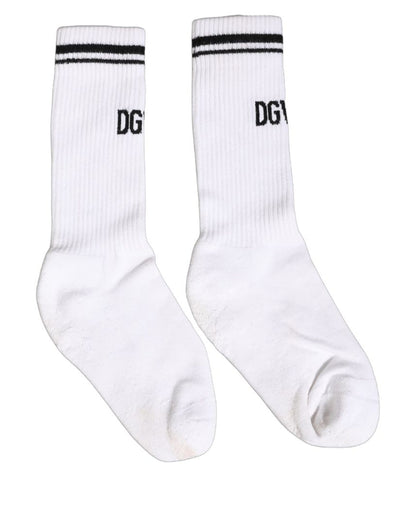 Men White DGVIB3 Cotton Mid Calf Accessory Socks