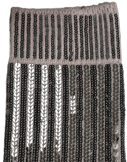 Gray Sequin Cotton Knit Mid Calf Accessory Socks