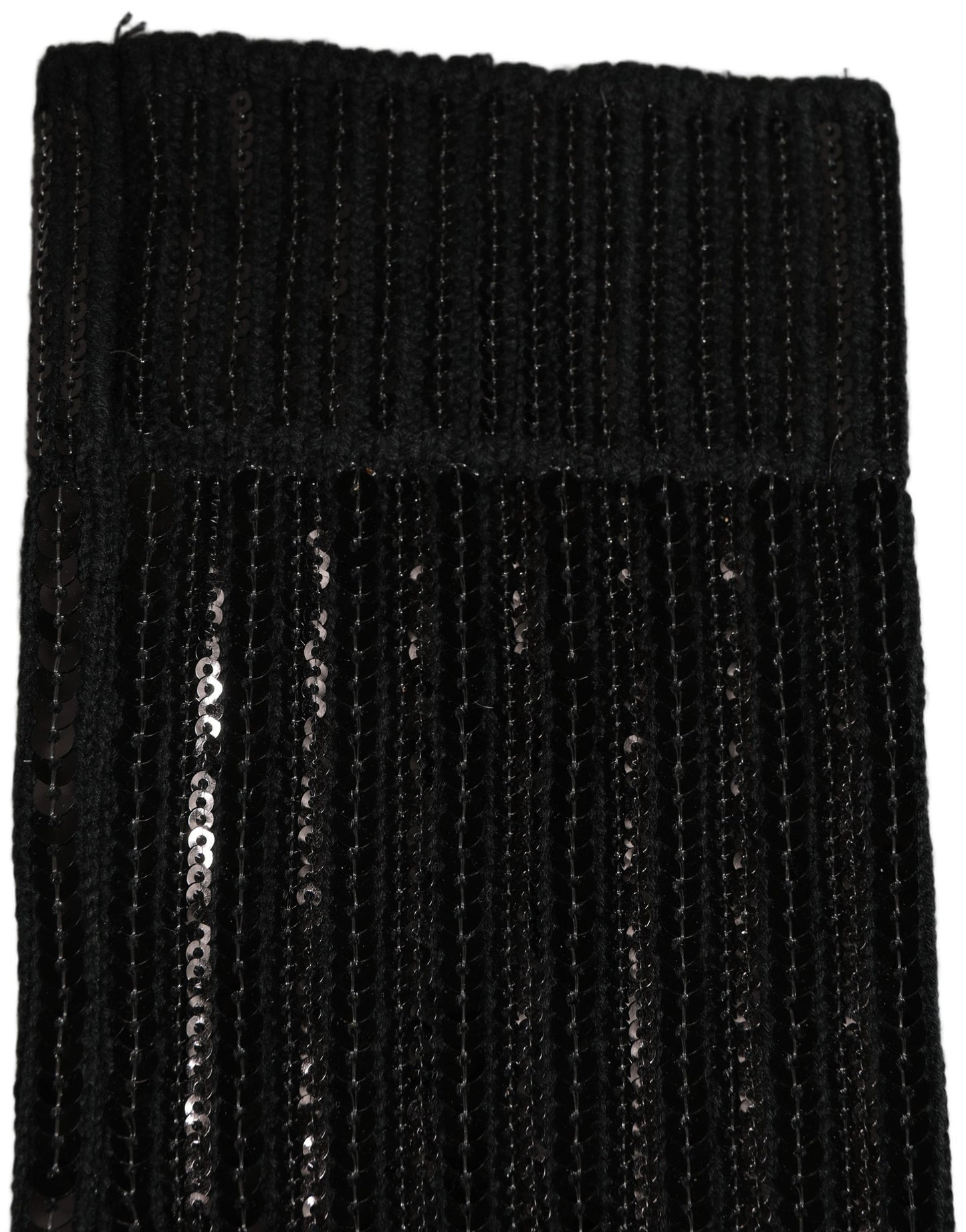 Black Sequin Cotton Knit Mid Calf Accessory Socks