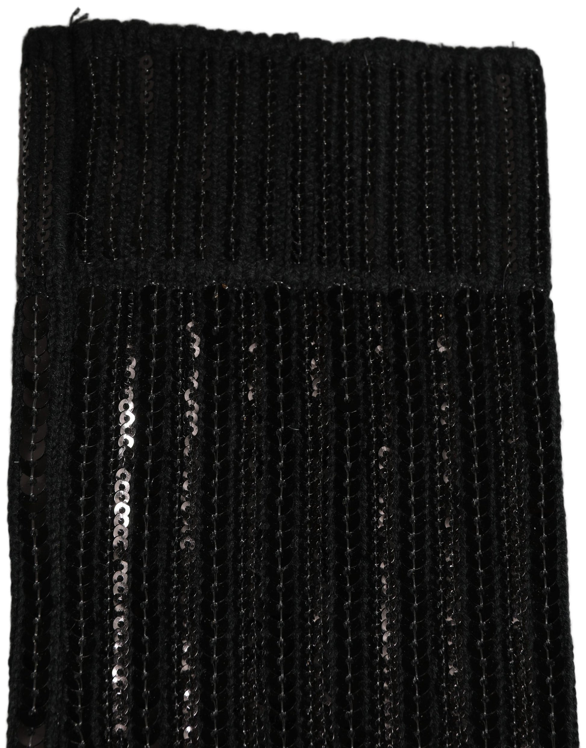 Black Sequin Cotton Knit Mid Calf Accessory Socks