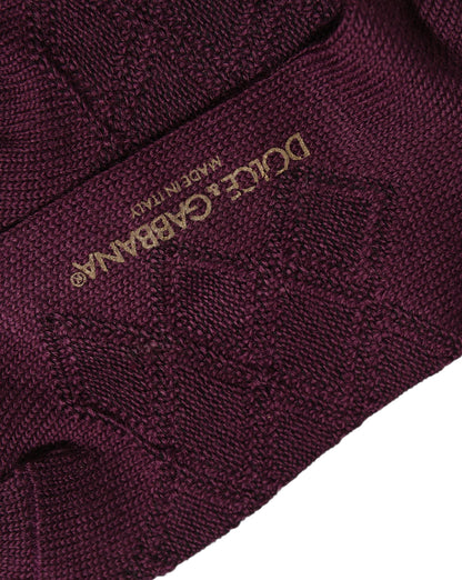 Burgundy Wool Crest Logo Knee High Accessory Socks