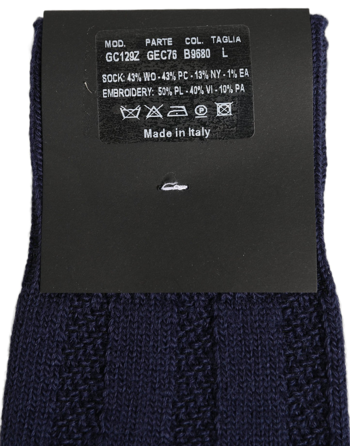 Navy Blue Wool Crest Logo Knee High Accessory Socks
