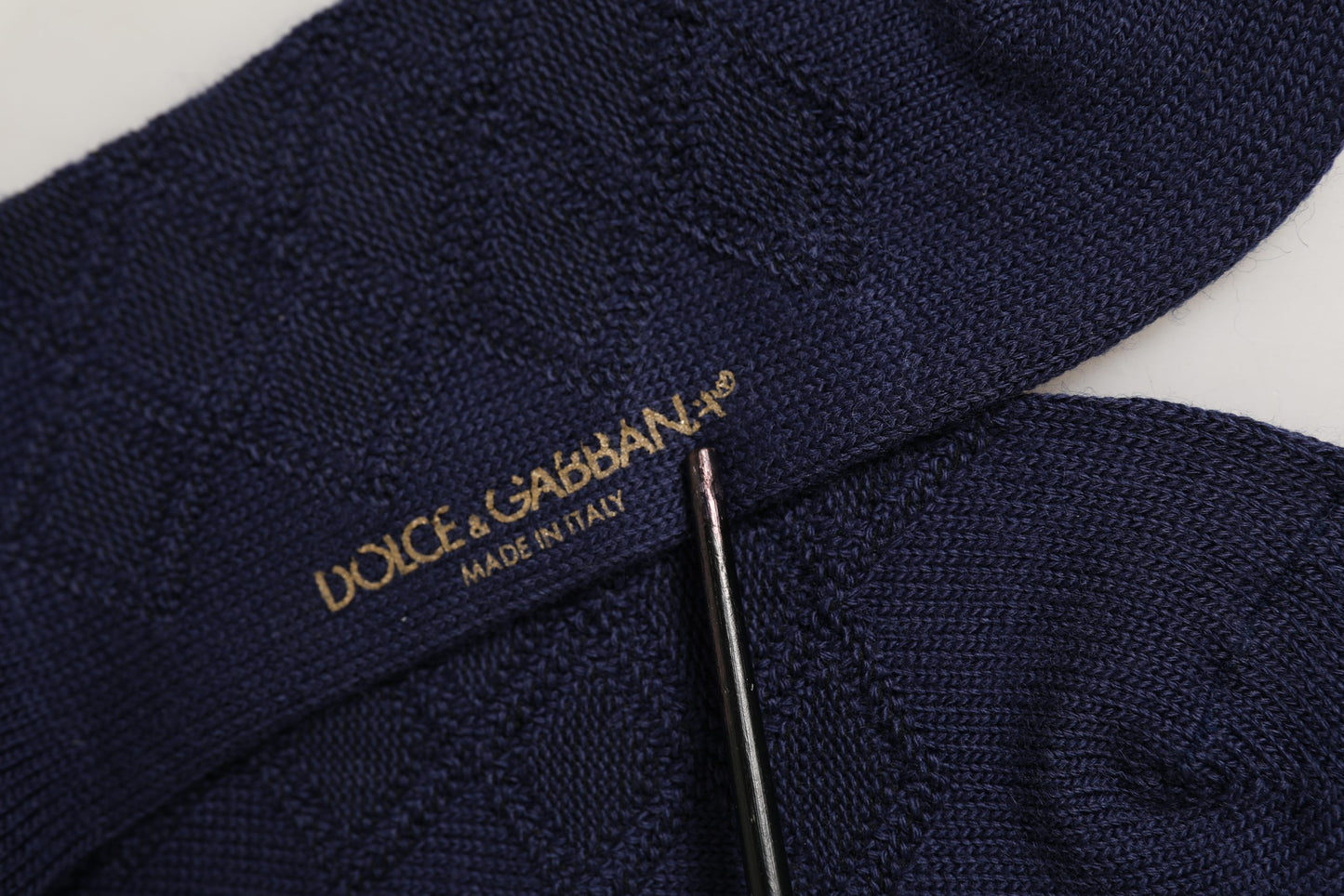 Navy Blue Wool Crest Logo Knee High Accessory Socks