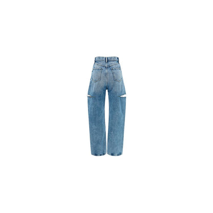 Blue Cotton Straight-Leg Jeans