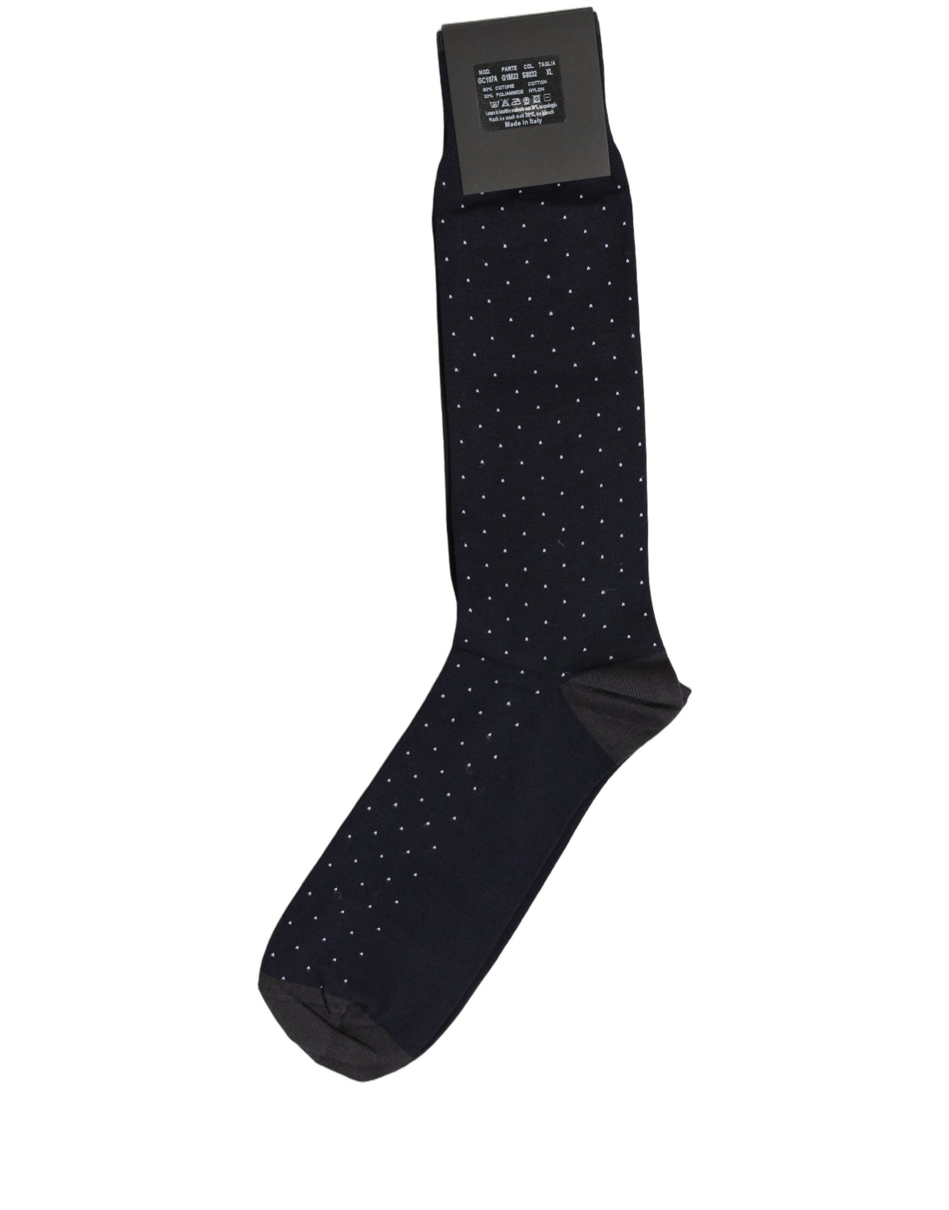 Men Black Cotton Polka Dot Mid Calf Accessory Socks