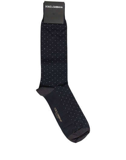 Men Black Cotton Polka Dot Mid Calf Accessory Socks