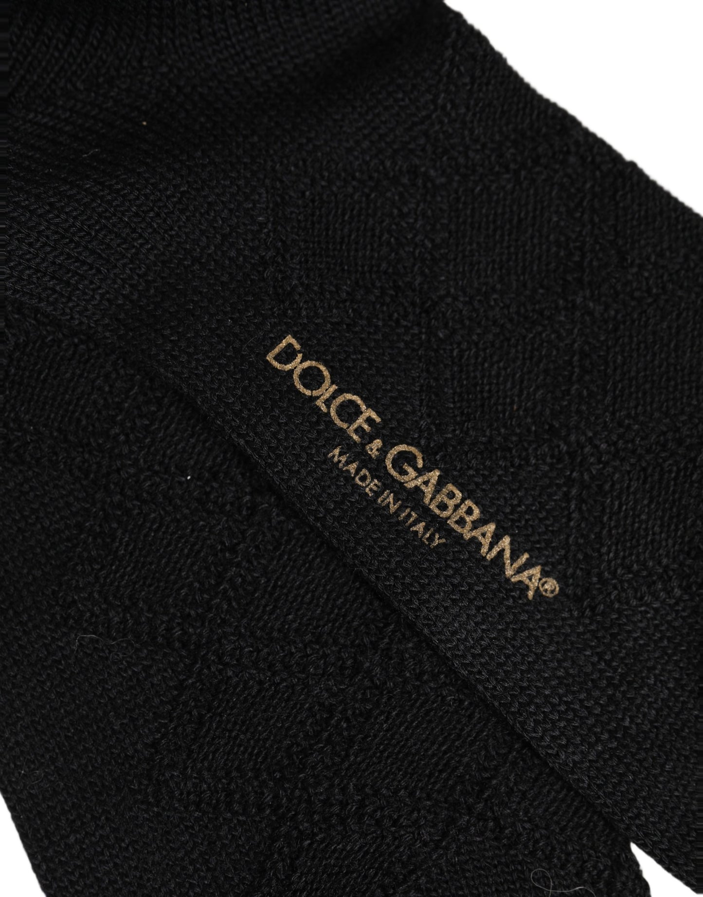 Men Black Wool Crest Logo Knee High Accessory Socks