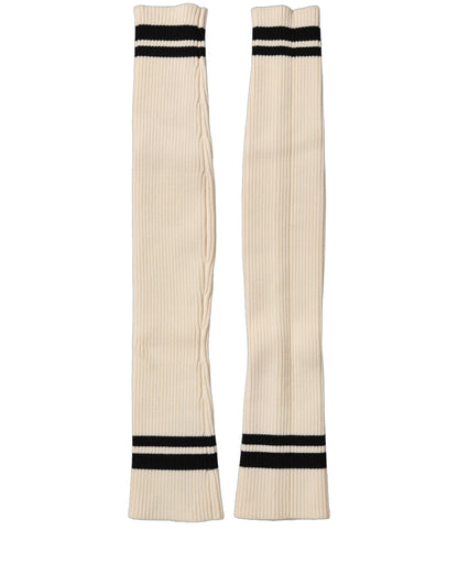 Cream Wool Thigh High Leg Warmer Accessory Socks