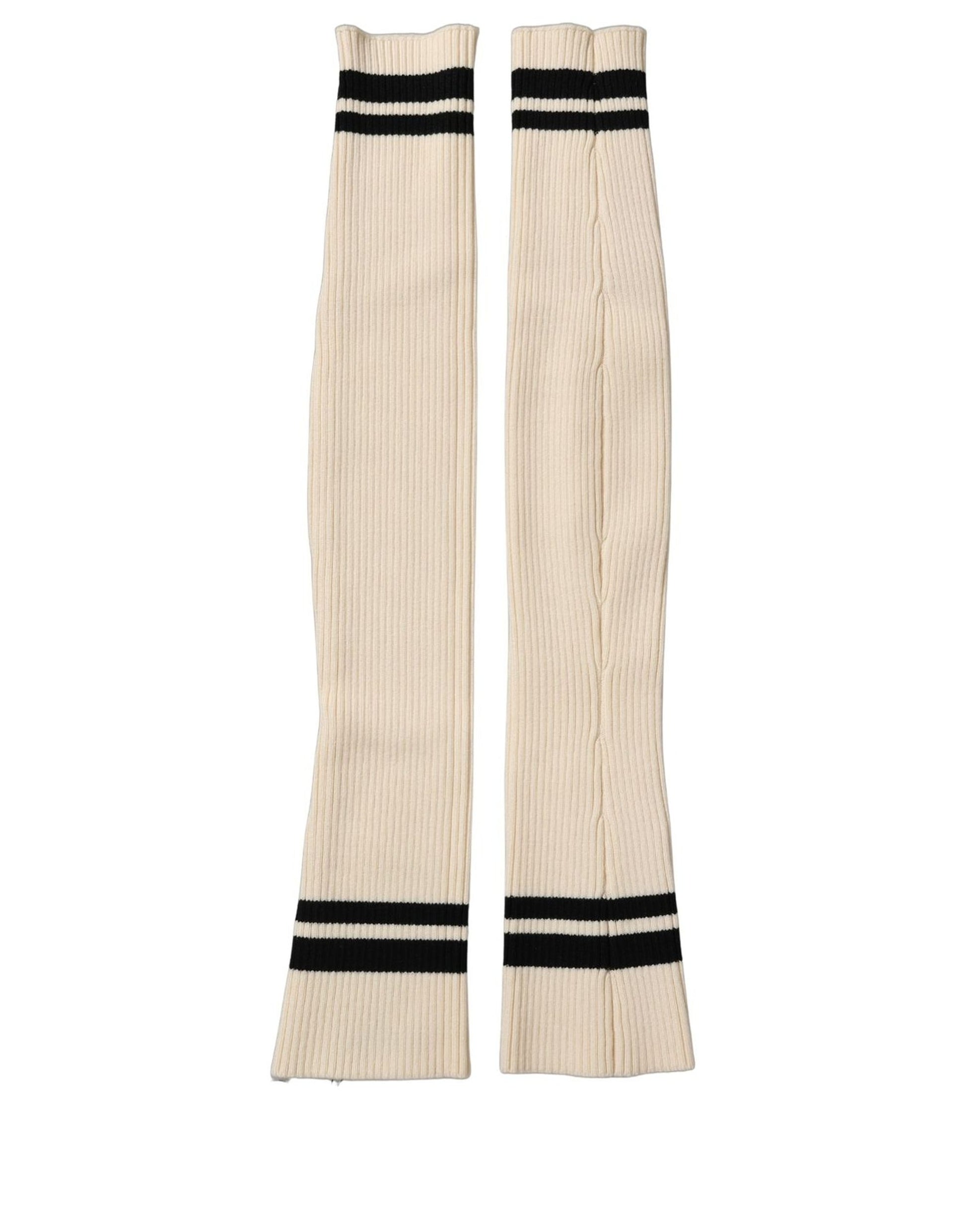 Cream Wool Thigh High Leg Warmer Accessory Socks