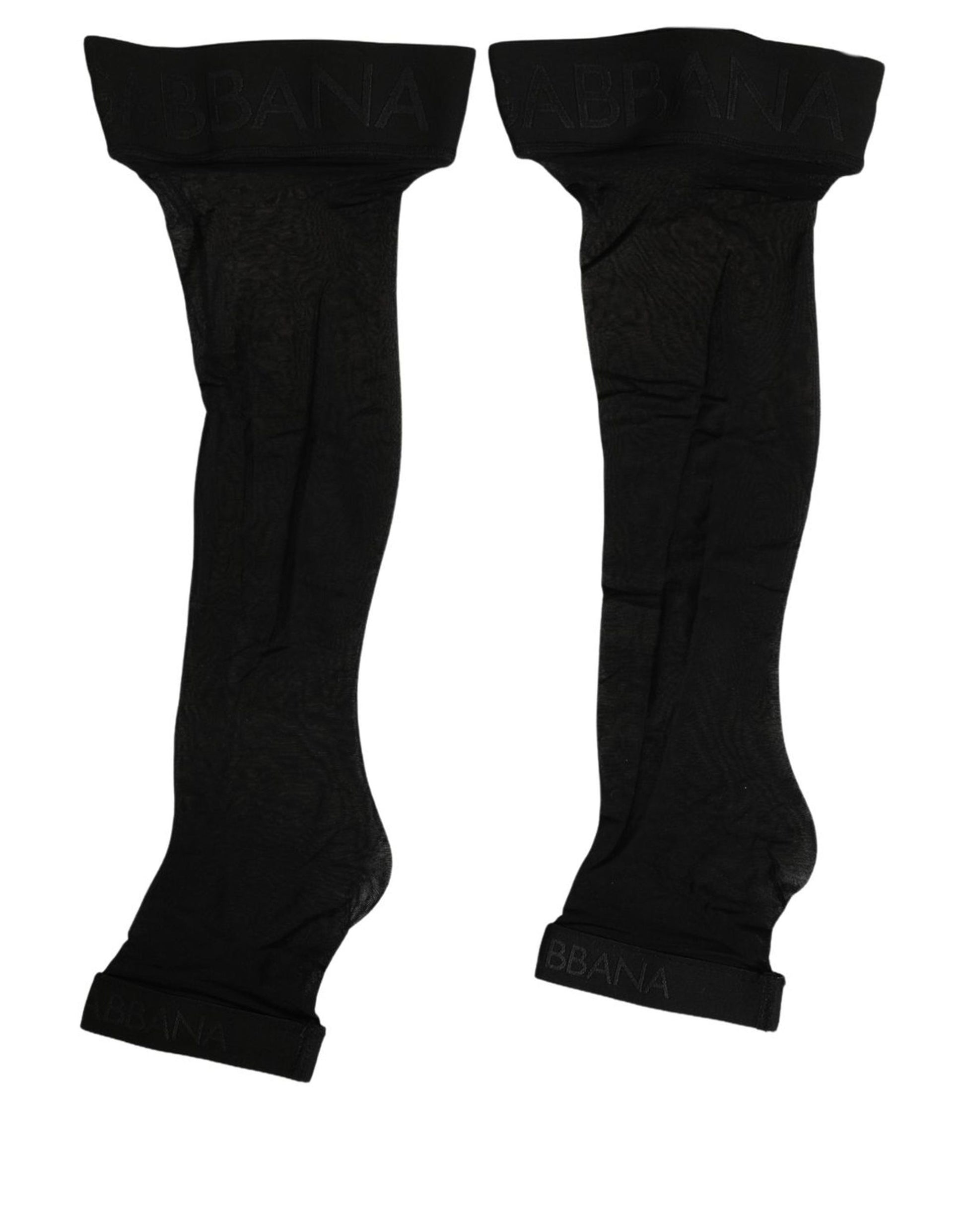 Black Nylon Logo Calf Long Women Accessory Socks