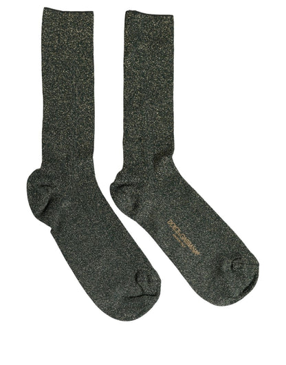 Dark Green Viscose Logo Mid Calf Accessory Socks