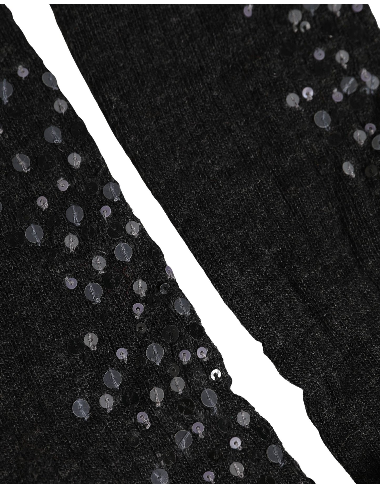 Dark Gray Sequined Wool Knee High Accessory Socks