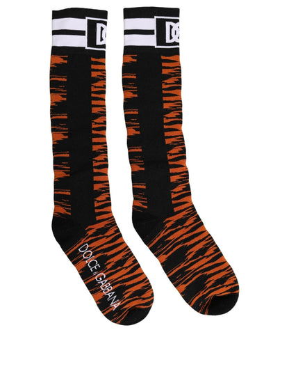 Orange Black Tiger Stripe Knee High Accessory Socks