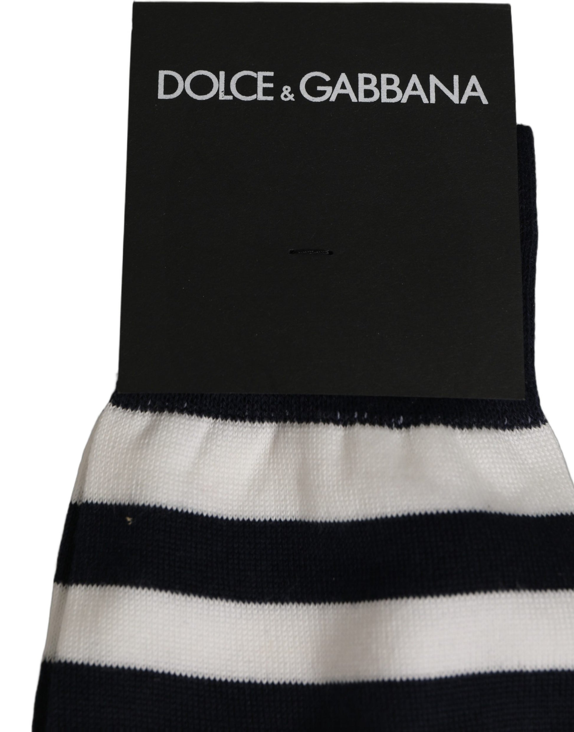 Black White Stripes Cotton Mid Calf Accessory Socks