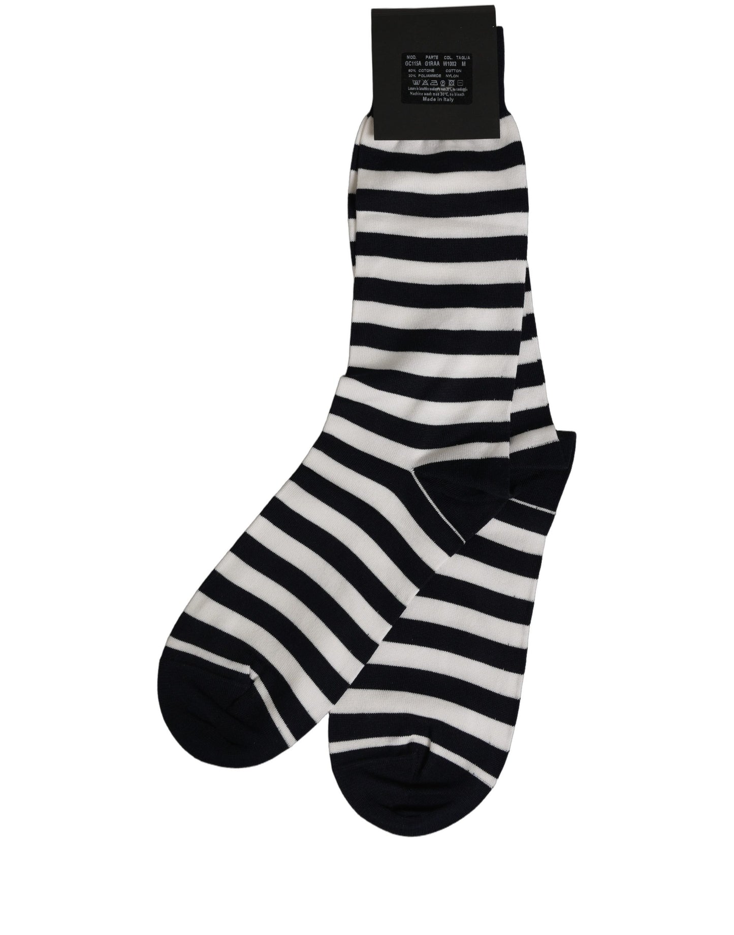 Black White Stripes Cotton Mid Calf Accessory Socks