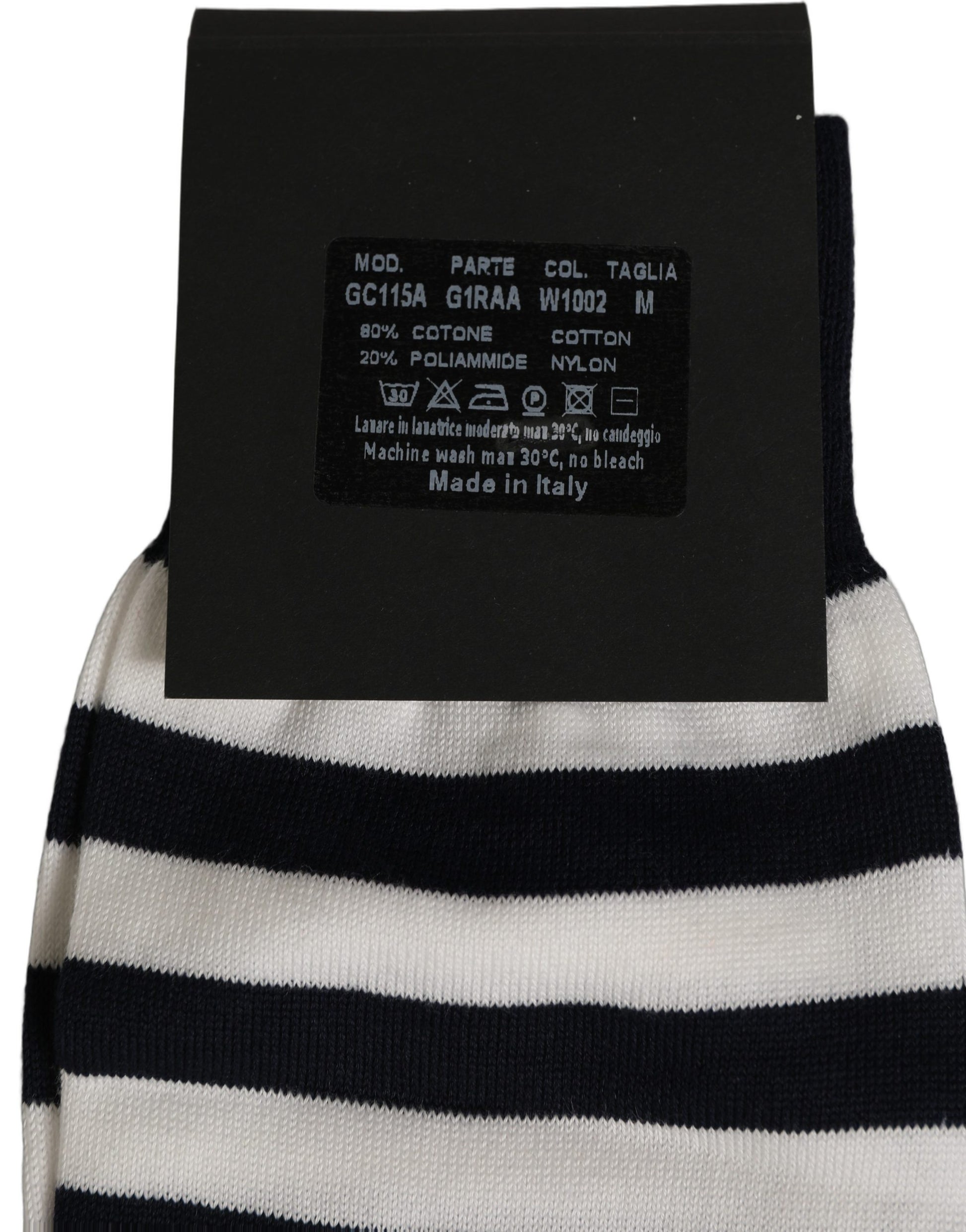 Black White Stripes Cotton Mid Calf Accessory Socks