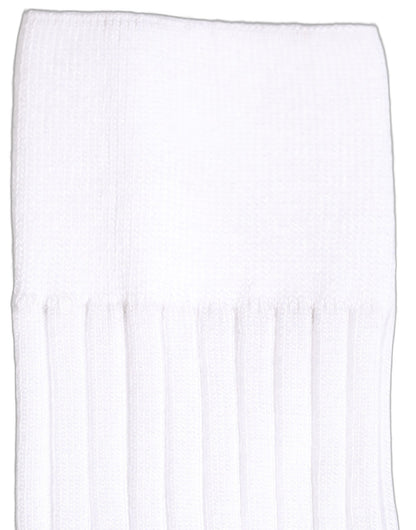 White Cotton Ribbed Logo Over The Calf Women Socks