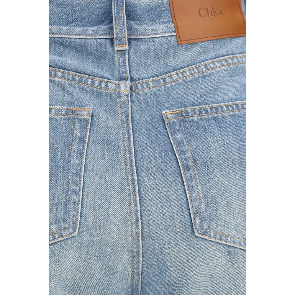 Blue Cotton Flared Jeans
