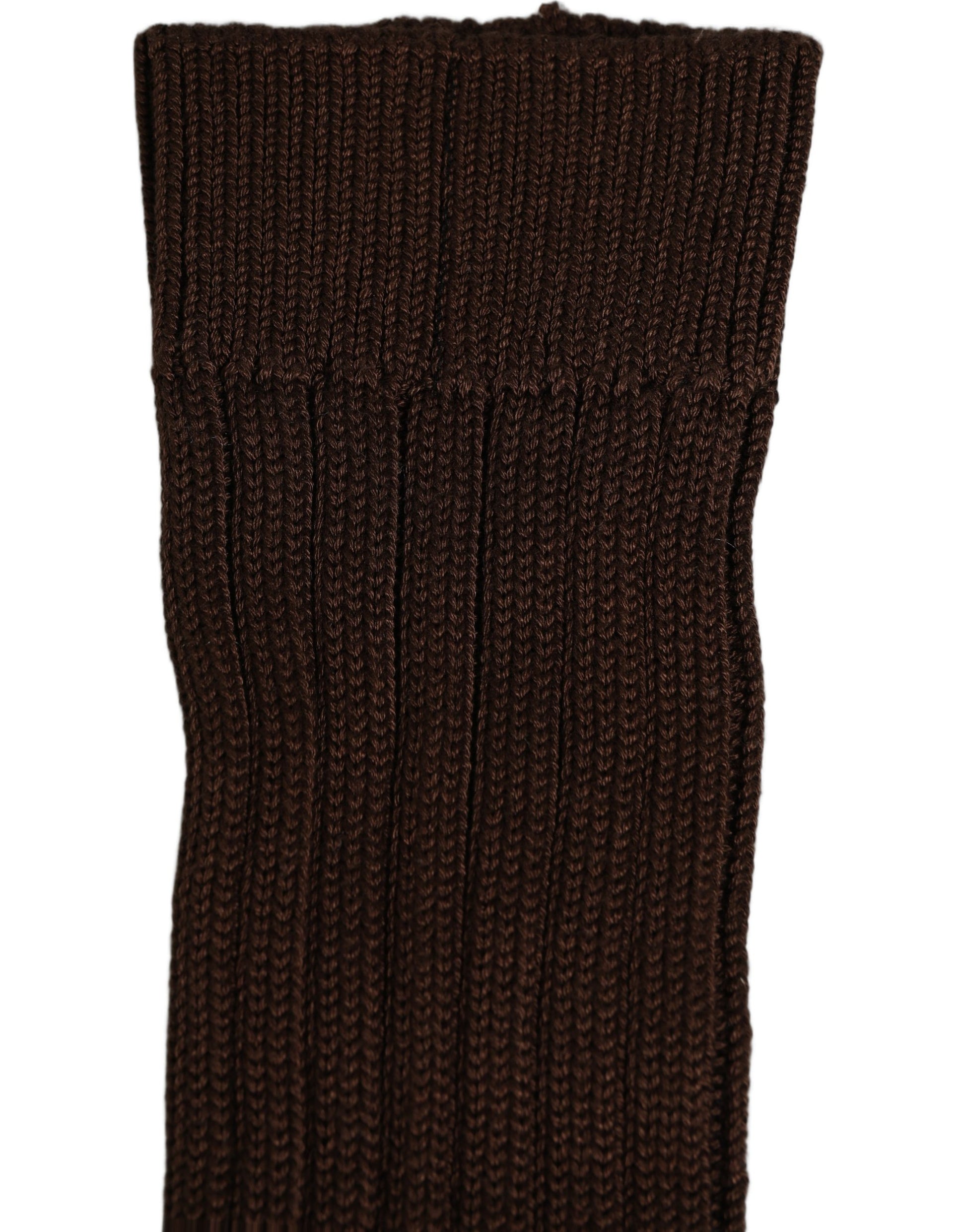 Dark Brown Nylon Ribbed Over The Calf Socks