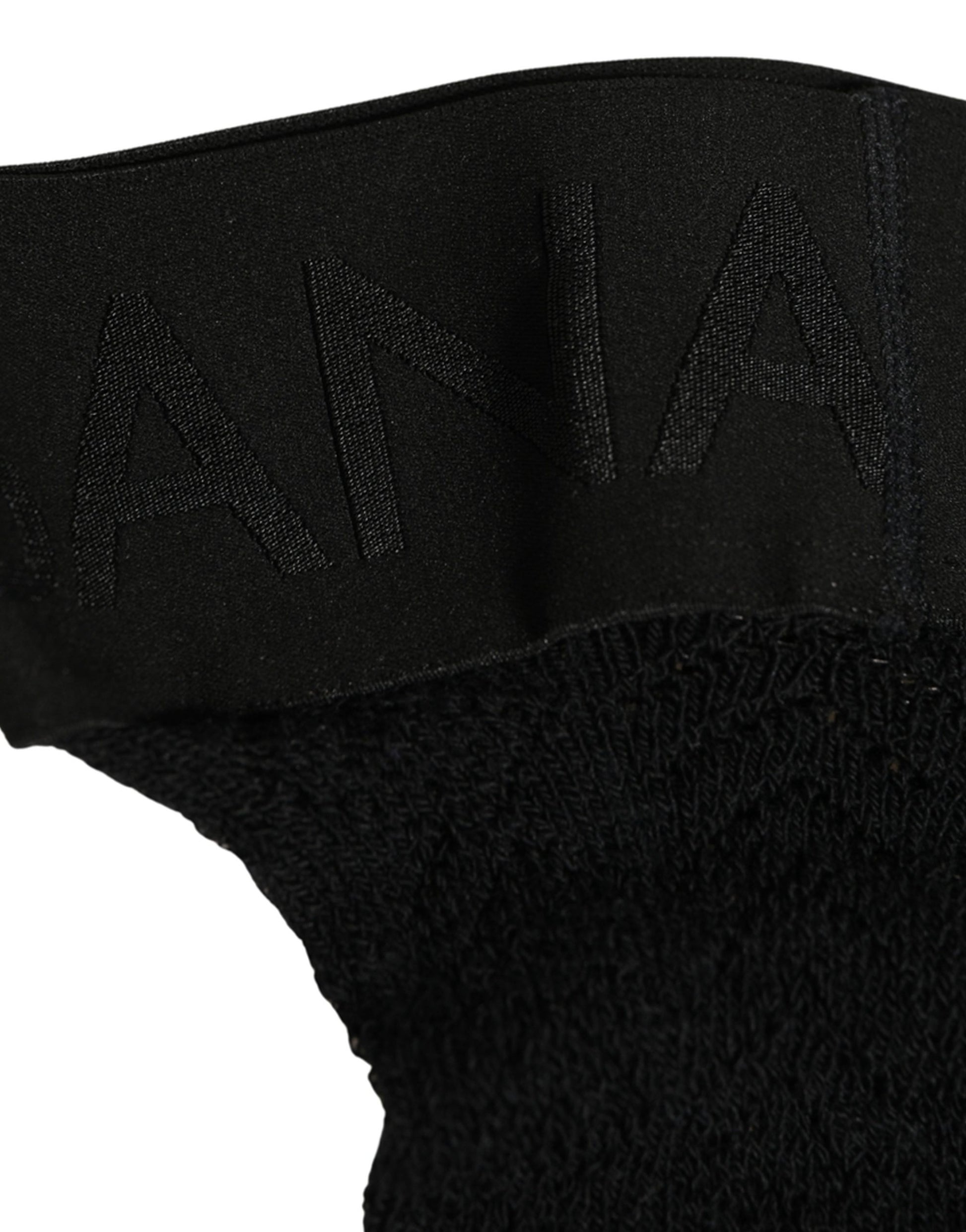 Black Wool Logo Calf Long Women Accessory Socks