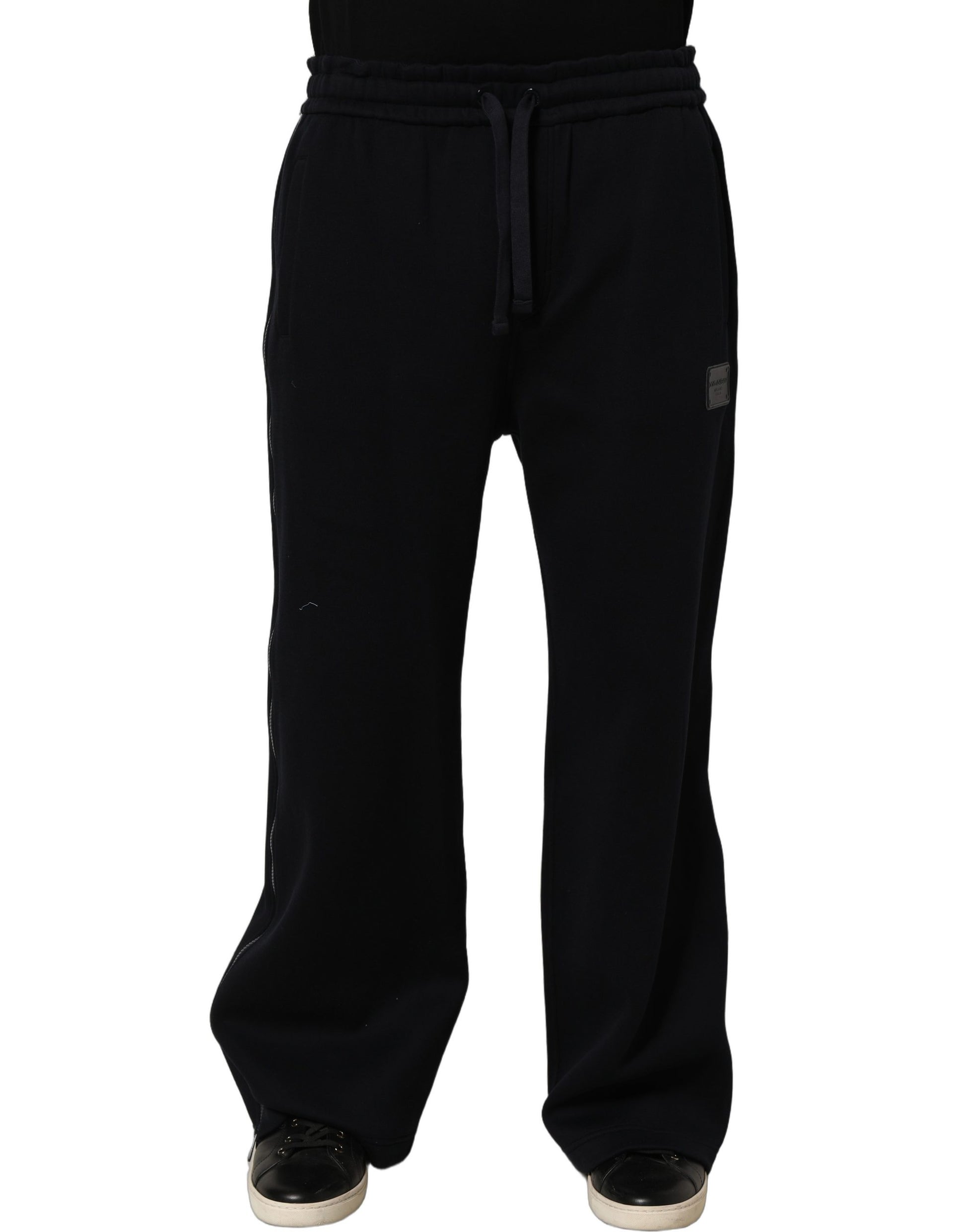 Dark Blue Relaxed Wide Leg Men Jogger Pants