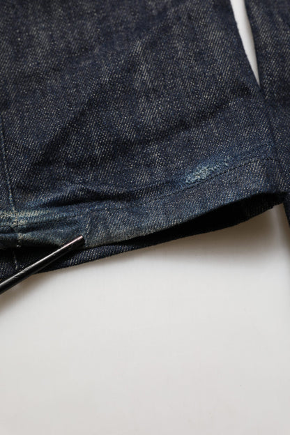 Dark Blue Relaxed Wide Leg Cotton Denim Jeans