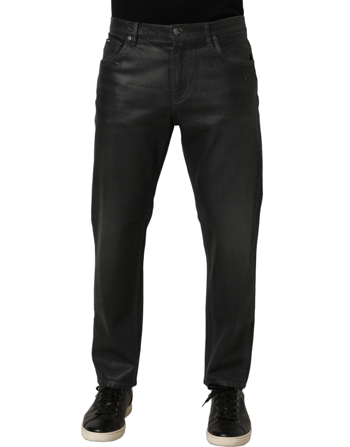 Dark Gray Cotton Loose Fit Men Denim Jeans