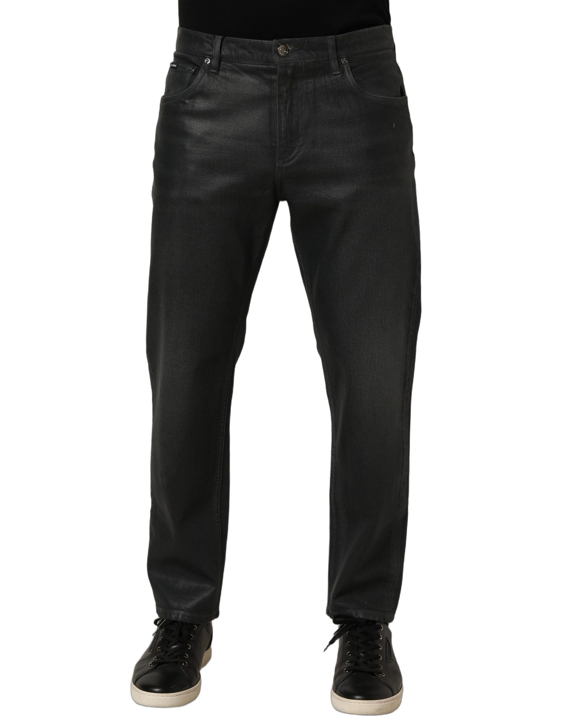 Dark Gray Cotton Loose Fit Men Denim Jeans