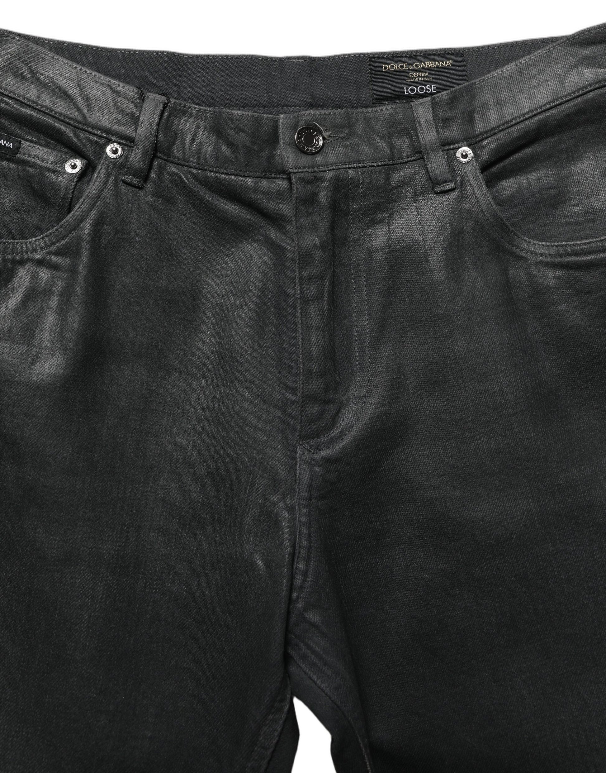 Dark Gray Cotton Loose Fit Men Denim Jeans