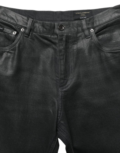 Dark Gray Cotton Loose Fit Men Denim Jeans