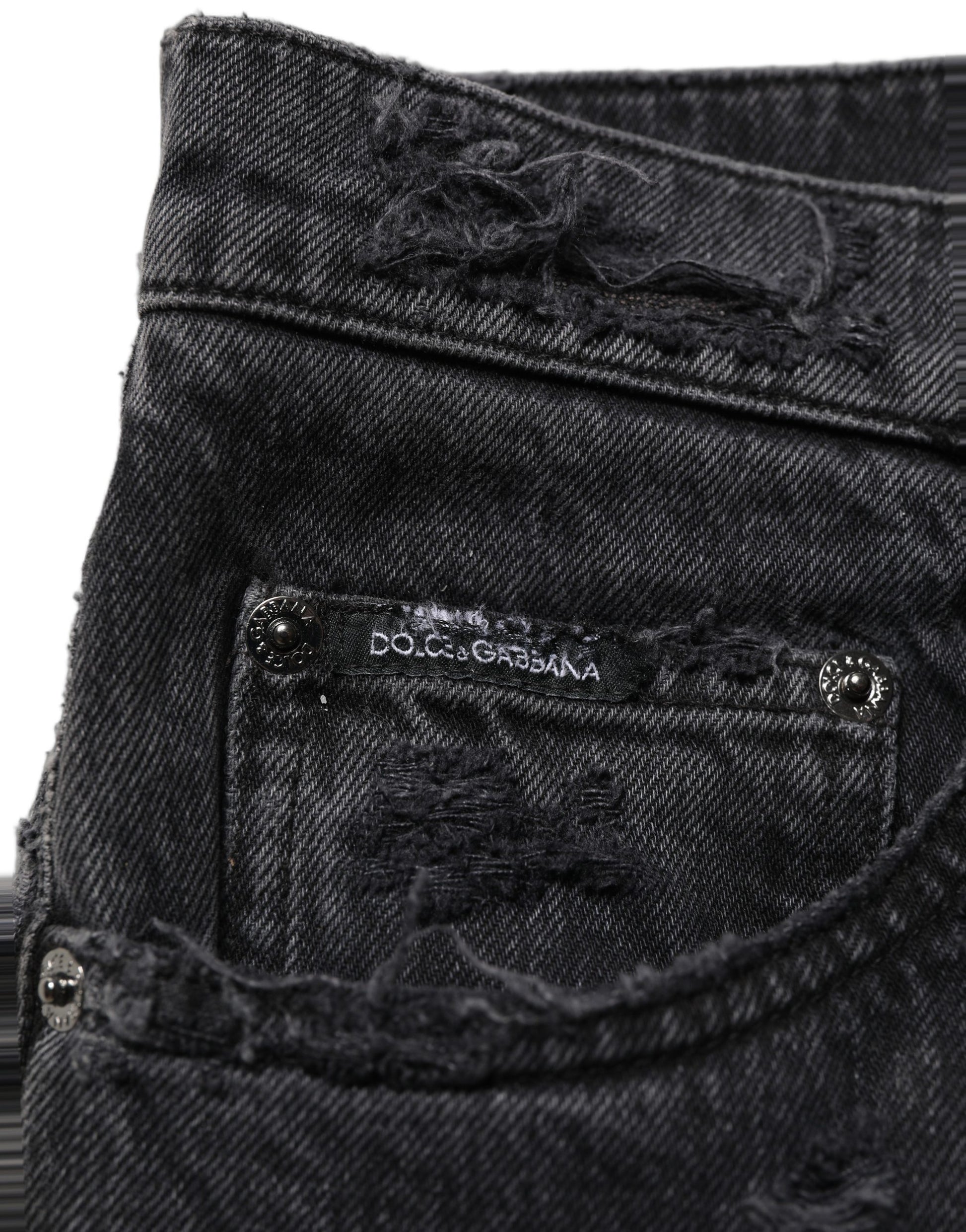 Dark Gray Cotton Ripped Men Denim Jeans
