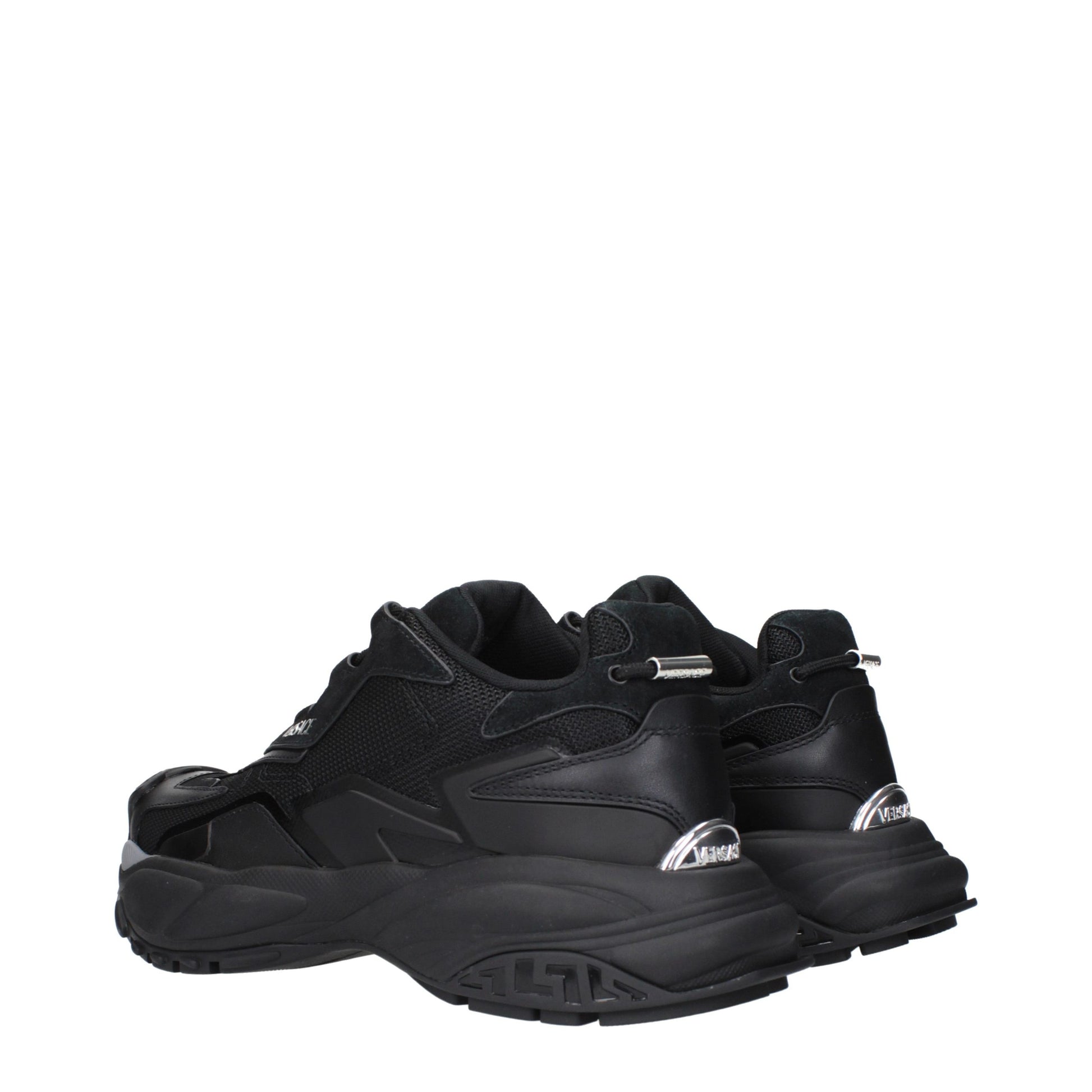 Black Fabric Chunky Sneakers