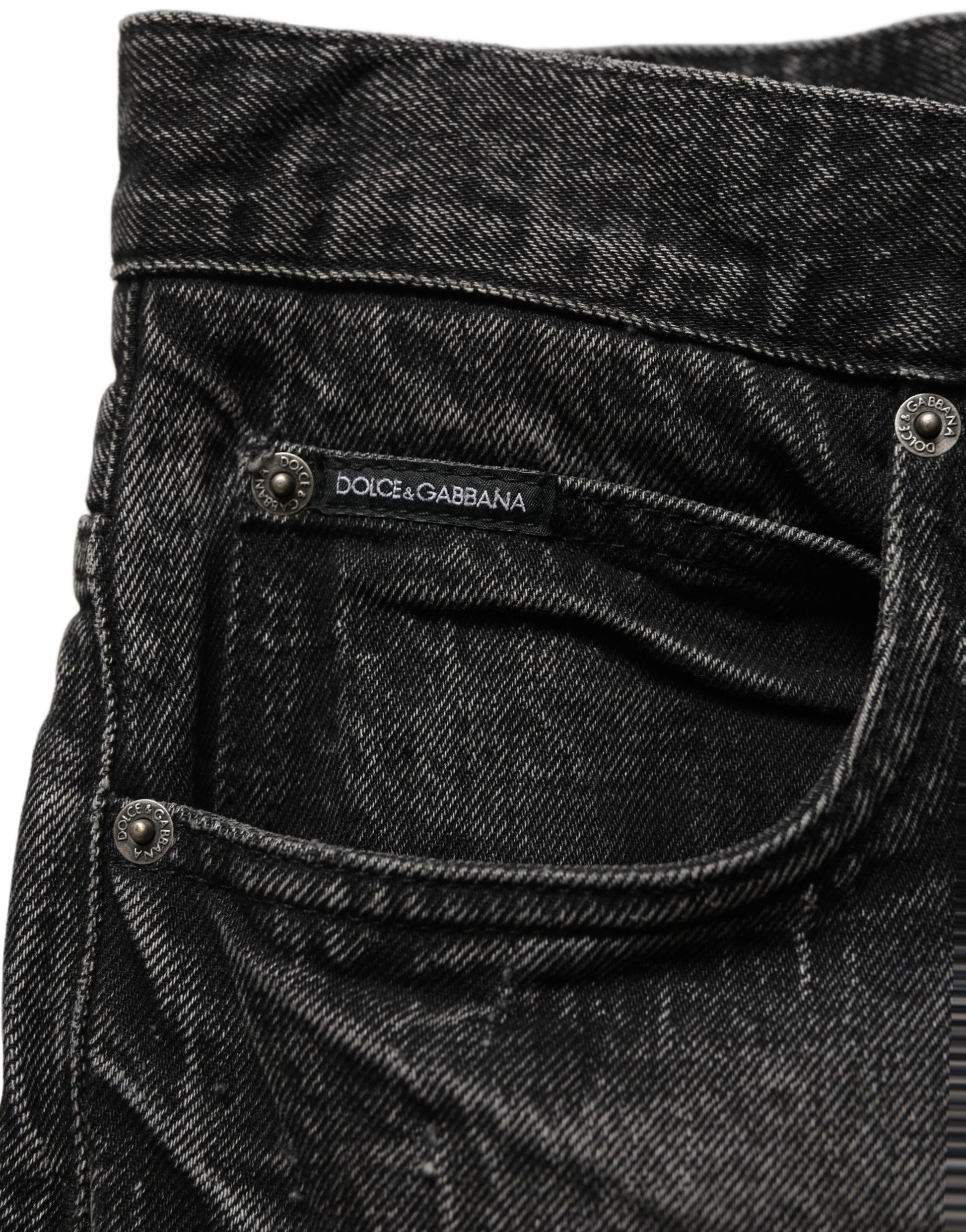Dark Gray Cotton Baggy Cargo Men Denim Jeans