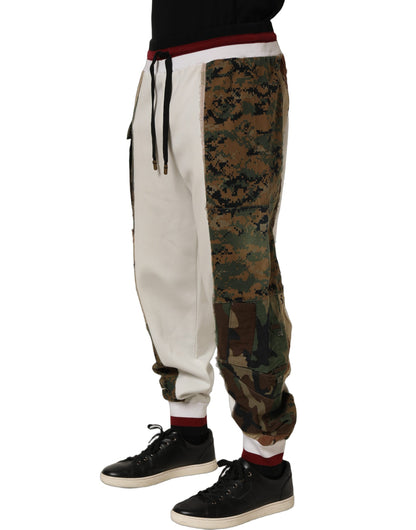 White Camouflage Patchwork Sweatpants Pants