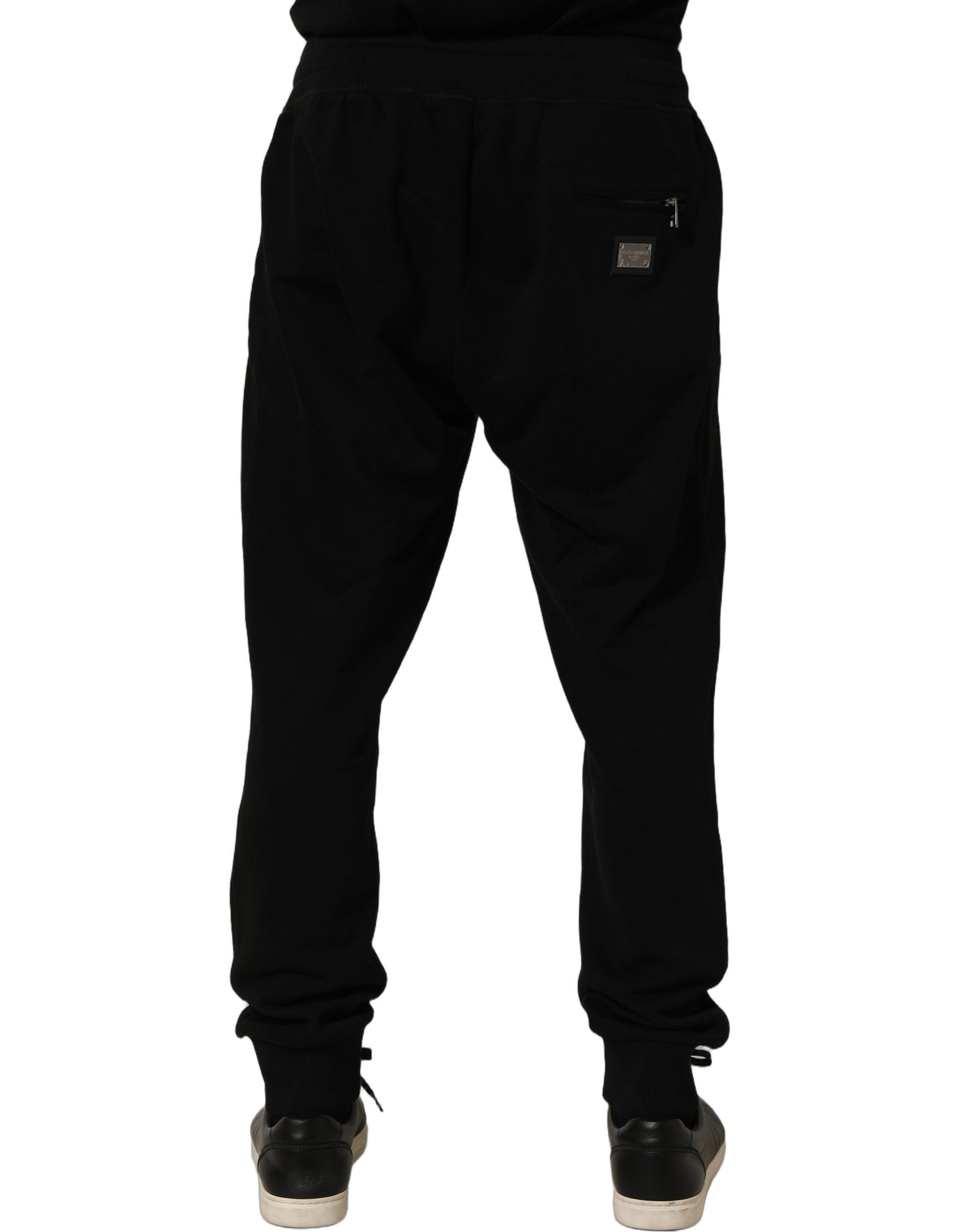 Black Cotton Logo Jogger Men Sweatpants Pants