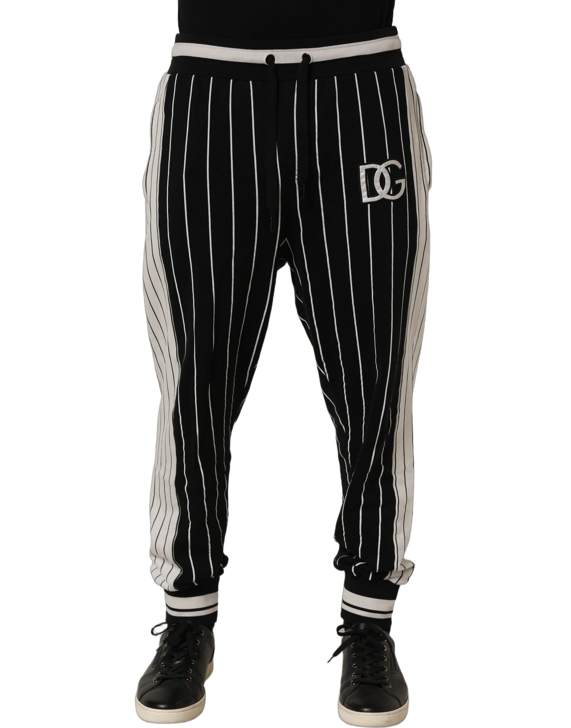 Black Striped DG Patch Men Sweatpants Pants