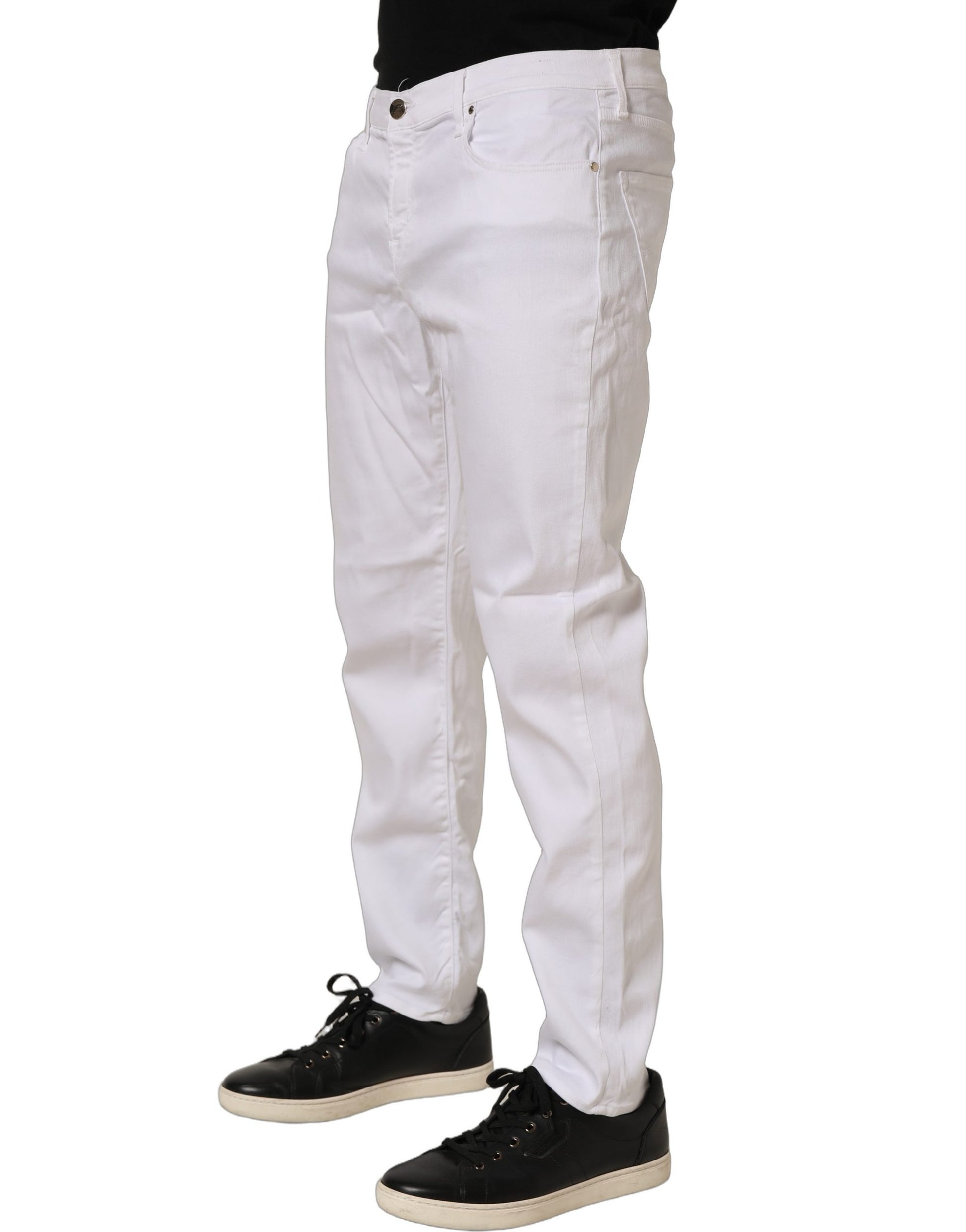 White Skinny Fit Mid Waist Men Denim Trouser Jeans