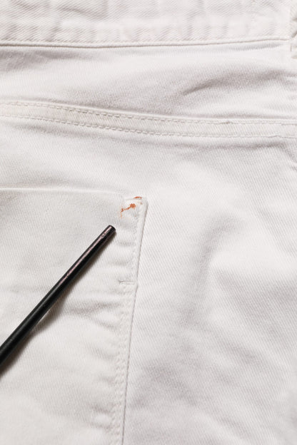 White Cotton Slim Pants Men Denim Jeans
