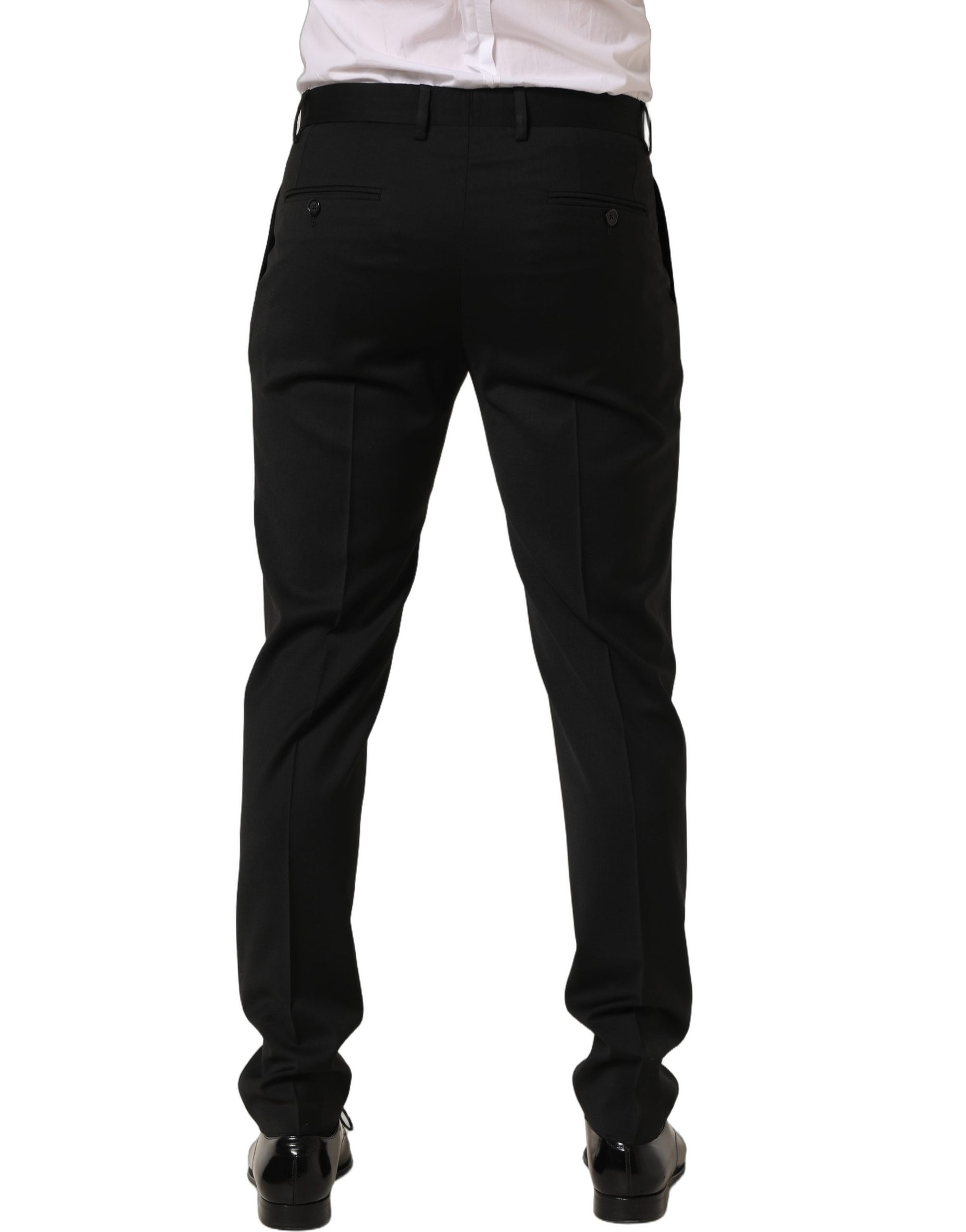 Black Wool Stretch Formal Dress Trouser