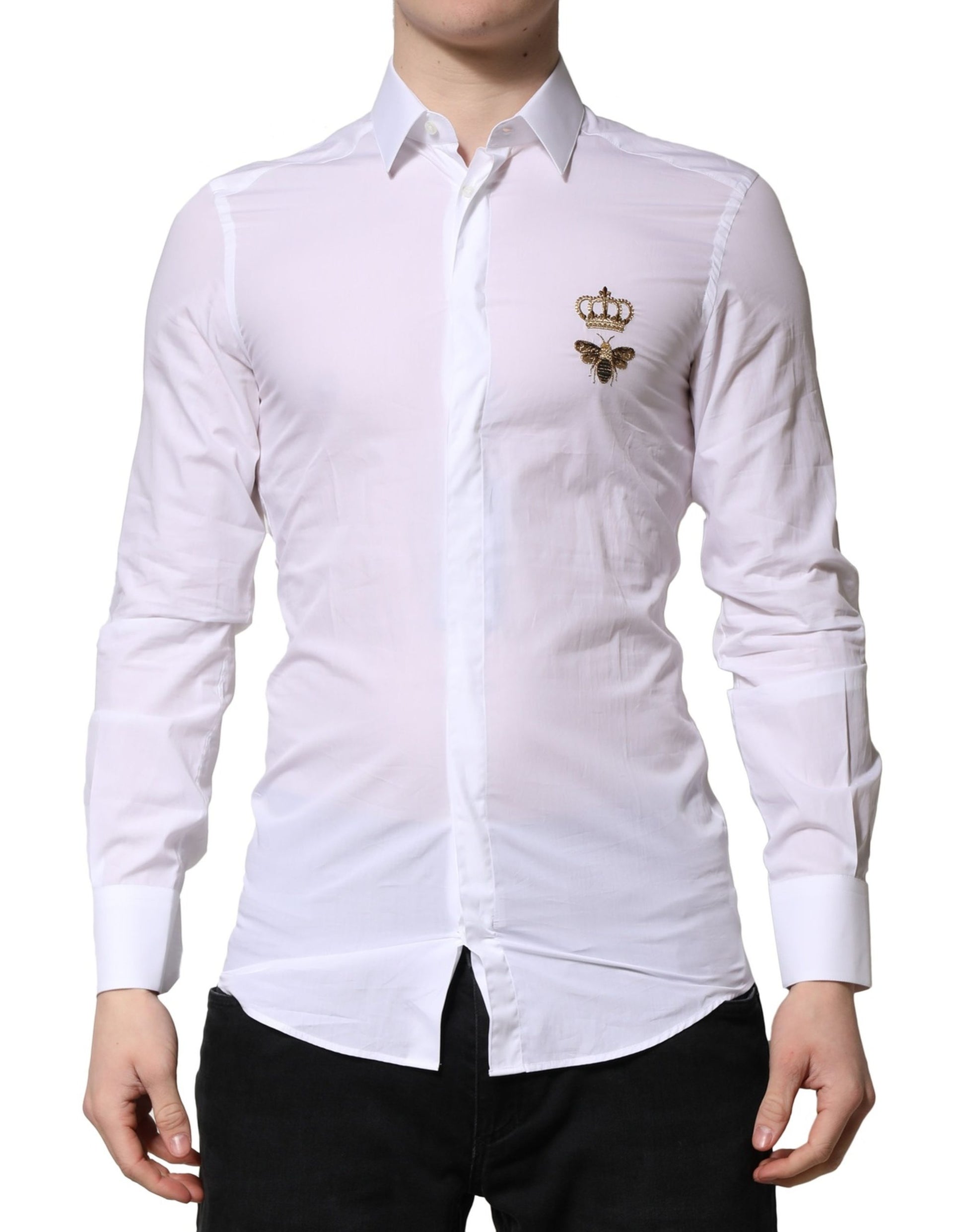 White GOLD Crown Bee Cotton Formal Dress Shirt