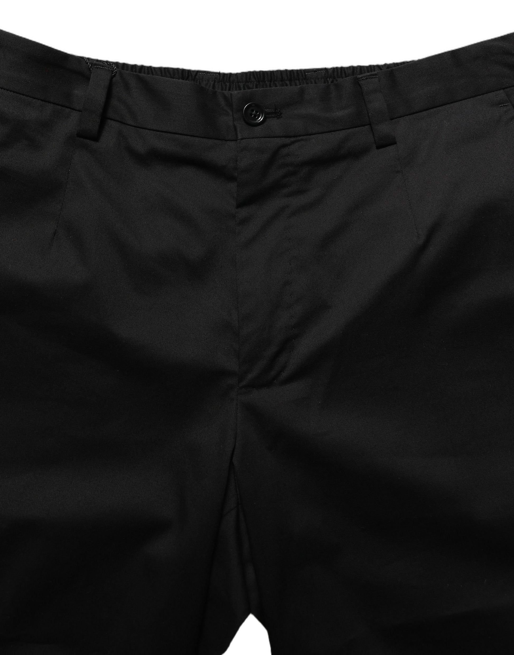 Black Cotton Mid Waist Men Bermuda Shorts