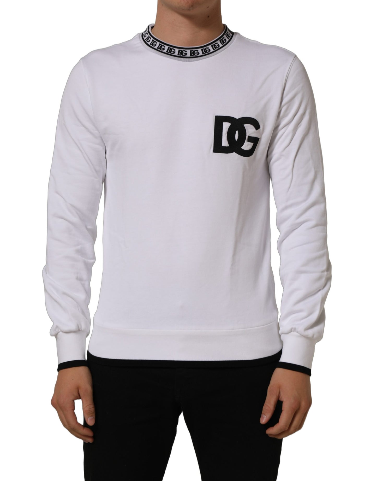 White Cotton Crew Neck Sweatshirt Sweater
