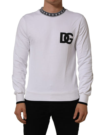 White Cotton Crew Neck Sweatshirt Sweater